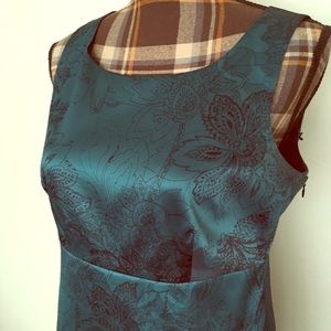 Tahari Teal and Black Patterned Dress